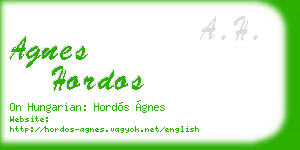agnes hordos business card